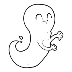 black and white cartoon ghost