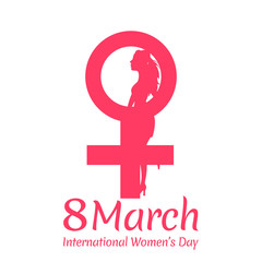 Creative greeting card design for International Women's Day concept. 