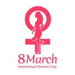 Creative greeting card design for International Women's Day concept. 