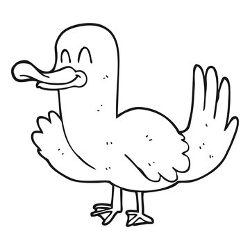 black and white cartoon duck