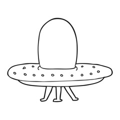 black and white cartoon spaceship