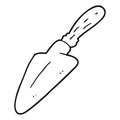 black and white cartoon trowel