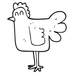 black and white cartoon chicken