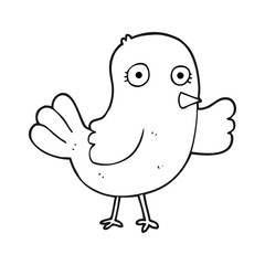 black and white cartoon bird