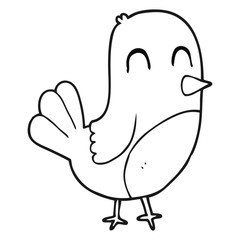 black and white cartoon robin