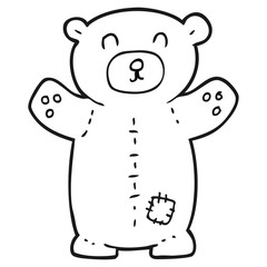 black and white cartoon teddy bear