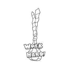 Obraz premium black and white cartoon work hard symbol