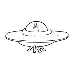 black and white cartoon flying saucer