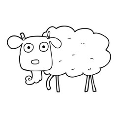 black and white cartoon goat