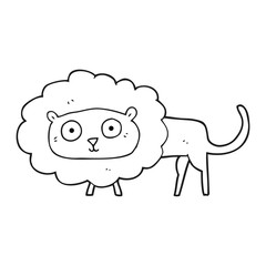 black and white cartoon lion