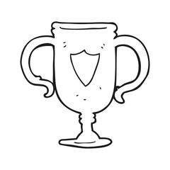 black and white cartoon sports trophy