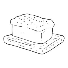 black and white cartoon loaf of bread