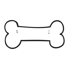 black and white cartoon bone