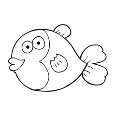 black and white cartoon fish