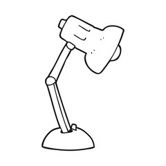black and white cartoon desk lamp
