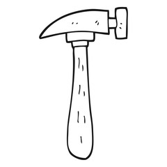 black and white cartoon hammer