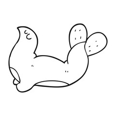 black and white cartoon seal