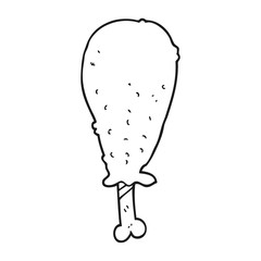black and white cartoon chicken leg