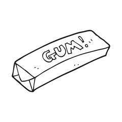 black and white cartoon chewing gum