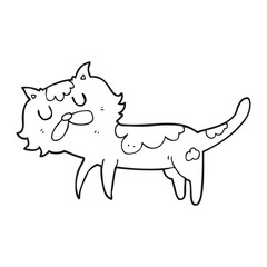 black and white cartoon cat