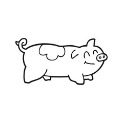 black and white cartoon pig