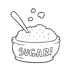 black and white cartoon sugar bowl
