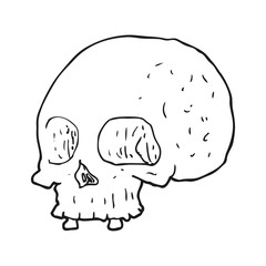 black and white cartoon old skull