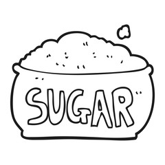 black and white cartoon sugar bowl
