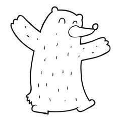 black and white cartoon bear