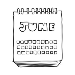 black and white cartoon calendar showing month of
