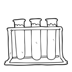 black and white cartoon rack of test tubes