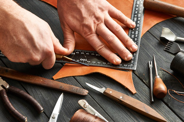 Man working with leather