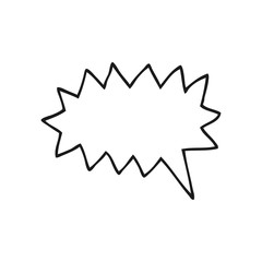 black and white cartoon simple shout bubble doodle