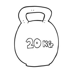 black and white cartoon 20kg kettle bell