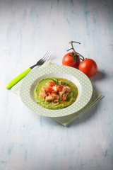 fish stew with pea cream