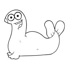 black and white cartoon seal