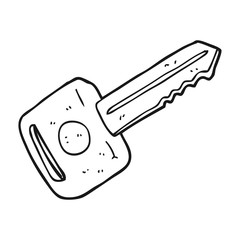 black and white cartoon car key