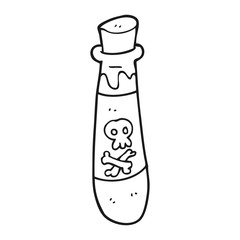 black and white cartoon vial of poison