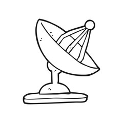 black and white cartoon satellite dish