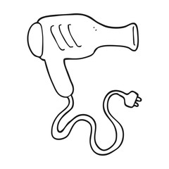 Obraz premium black and white cartoon hair dryer