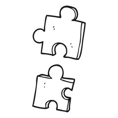 Obraz premium black and white cartoon jig saw pieces