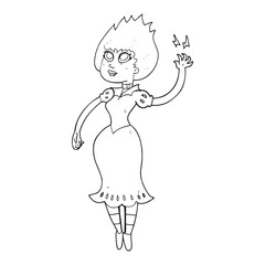 black and white cartoon vampire girl