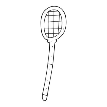 black and white cartoon tennis racket