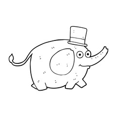 black and white cartoon elephant