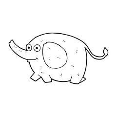black and white cartoon elephant