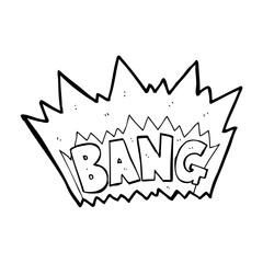 black and white cartoon explosion