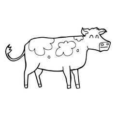 black and white cartoon cow