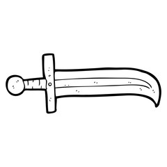 black and white cartoon sword