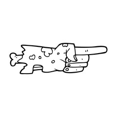 black and white cartoon pointing zombie hand