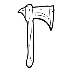black and white cartoon axe